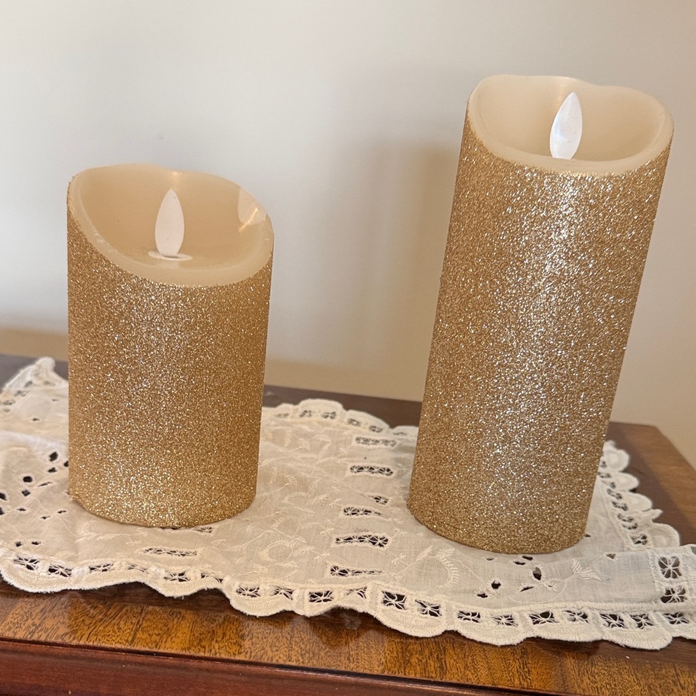 Gold Glitter LED Candles